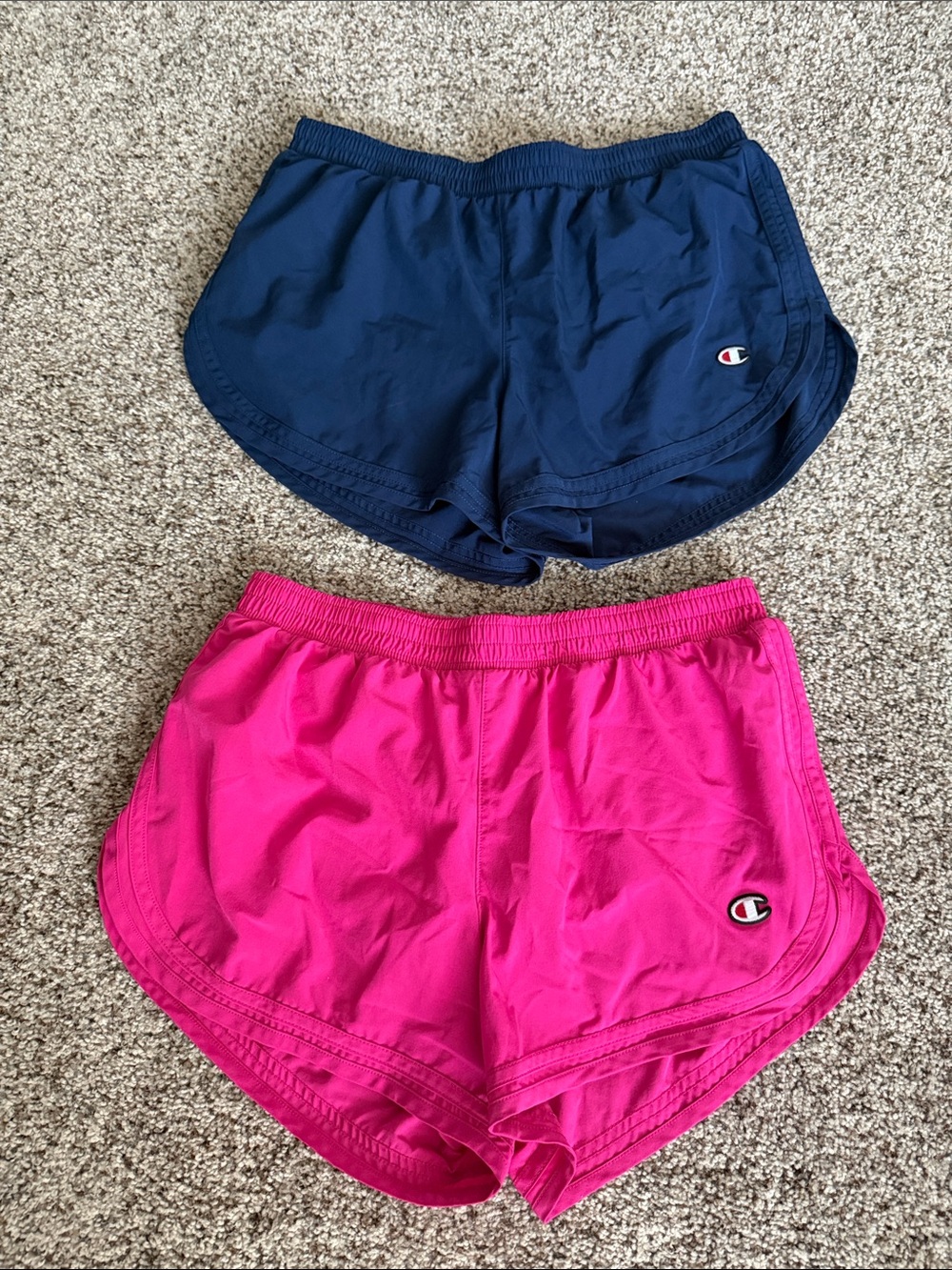 Champion Women's Athletic Shorts — Navy and Hot Pink